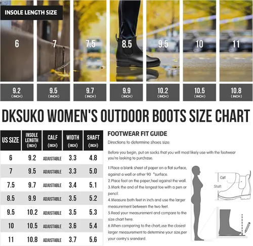 Vista 5 de DKSUKO Botas de lluvia cortas para mujer, botas de jardín impermeables de goma, botas elásticas sin cordones, botas Chelsea a la moda, zapatos