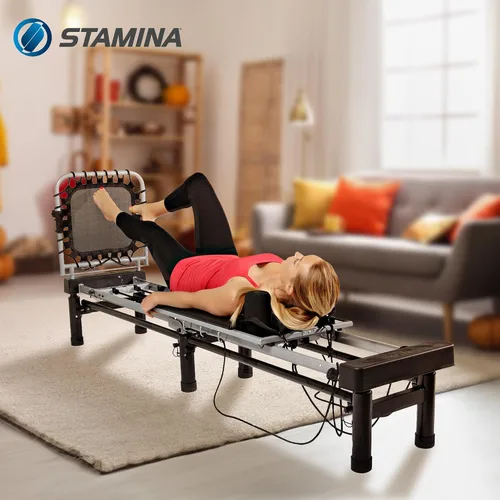 Vista 4 de Reformador AeroPilates - Máquina de entrenamiento de Pilates para gimnasio en casa - Reboteador de fitness cardiovascular - Capacidad