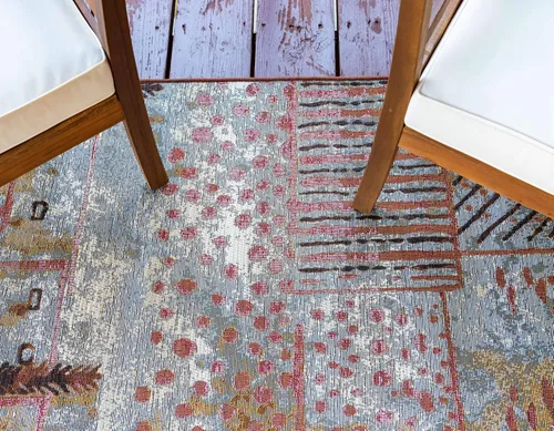 Vista 5 de Unique Loom - Alfombra colección de círculos abstractos, de transición para interiores y exteriores, beige, Polipropileno, Multi/oliva