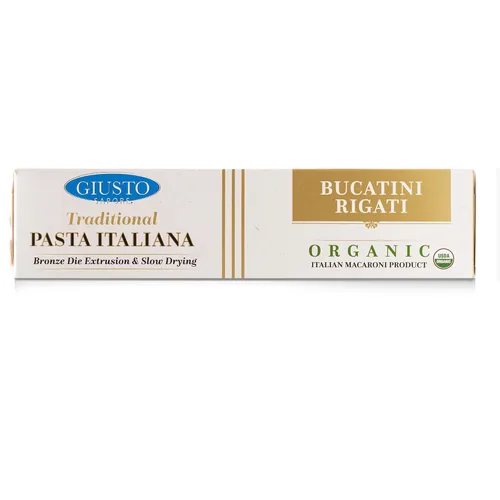 Vista 3 de Giusto Sapore Pasta italiana Bucatini artesanal importada, bronce orgánico dibujado 340G