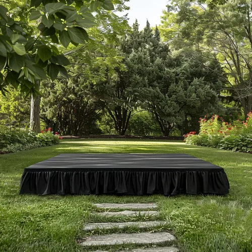 Vista 2 de Efavormart - Cubierta de escenario plegable de poliéster para plataforma de boda, color negro, 16 pulgadas x 10 pies