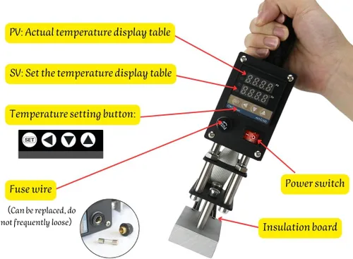 Vista 8 de Hierro de marca eléctrico personalizado para madera, hierro de 110 V 500 W con control digital de temperatura, adecuado para enchufe y uso de EE.