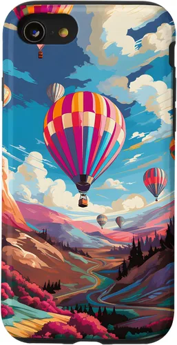 Vista 18 de Colorful Hot Air Balloons Pop Art Style Case for iPhone 17