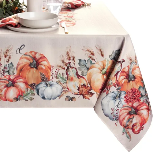 Vista 9 de Botanical Harvest - Mantel de diseño de calabaza, multicolor, 70 pulgadas de ancho x 70 pulgadas de largo, redondo