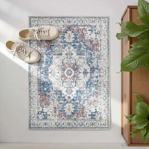 Vista 49 de jinchan Alfombra de Área 2x3 pies Alfombra Vintage de Entrada Lavable Bohemia Tapete Interior para Puerta Medallón Floral Tapete Pequeño para Puerta
