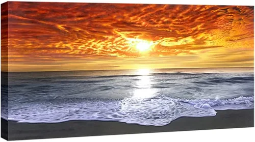 Vista 9 de Wieco Art - Paisaje moderno marino, arte expandido, impresiones marinas con marco, fotos del mar, pinturas sobre tela, arte para pared, para la sala