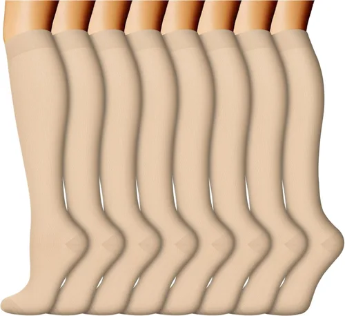 Vista 40 de ACTINPUT 8 pares de calcetines de compresión para mujeres y hombres, medias de compresión de apoyo para médicos, correr, atletismo