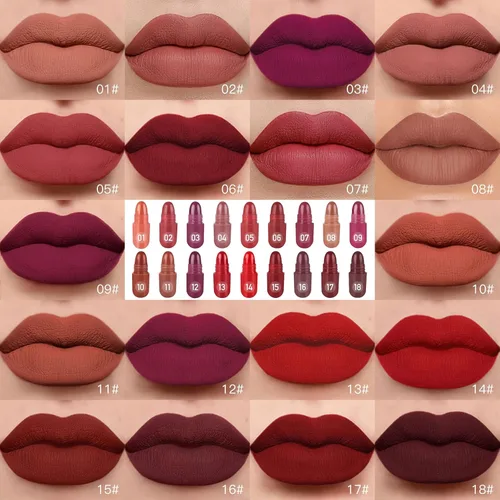 Vista 3 de Labiales de 18 colores de pastillas de cápsula, mini lápiz labial, juego de lápiz labial mate de larga duración, tinte de labios – Labiales Mate 24