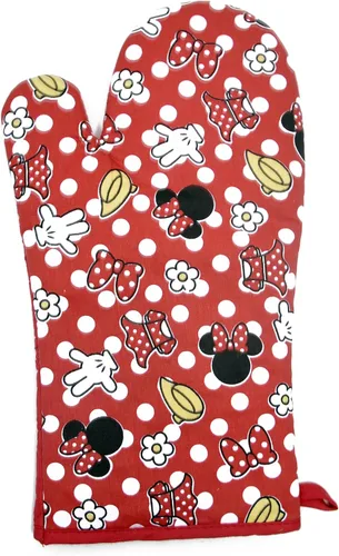 Vista 3 de Disney Juego de cocina de 3 piezas con soporte para ollas y toalla de cocina (Minnie Mouse Red)