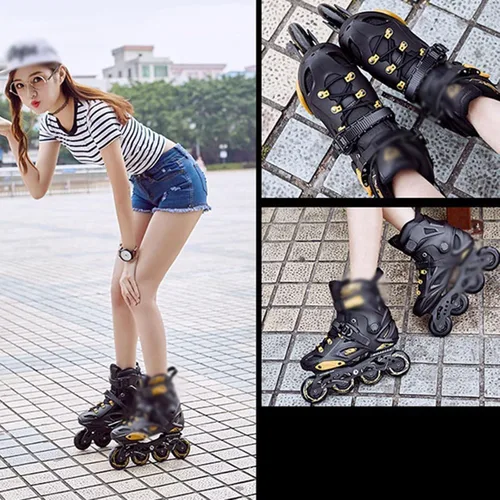 Vista 7 de Patines en línea para adultos para hombres y mujeres, tamaño ajustable, patines en línea cómodas, patines para interiores y exteriores