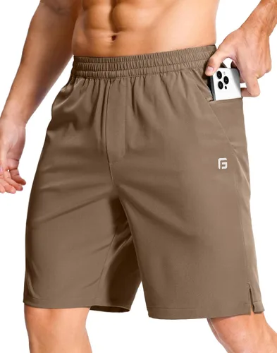 Vista 85 de GGJ Pantalones cortos deportivos ligeros para hombre con 2 bolsillos con cremallera de 7/5/9 pulgadas, pantalones cortos de tenis de secado rápido