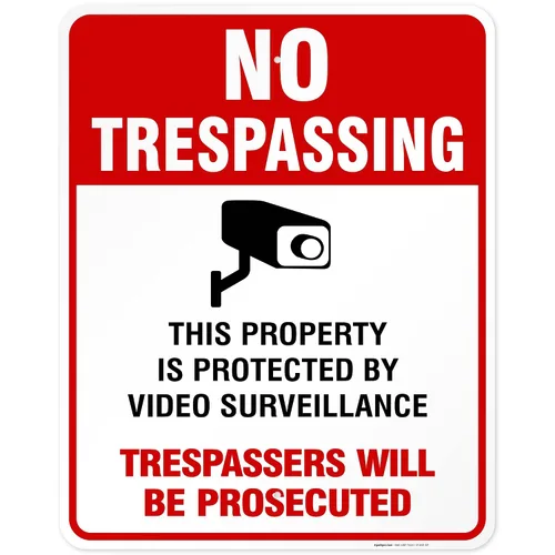 Vista 10 de Señal de videovigilancia No Trespassing, cámara de seguridad CCTV, 24 x 30 pulgadas, 3M EGP reflectante aluminio .080, resistente a la decoloración