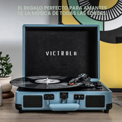 Vista 8 de VictrolaJugador de registro portátil de la maleta de Bluetooth de 3 velocidades de la vendimia con altavoces incorporados Built-in stereo