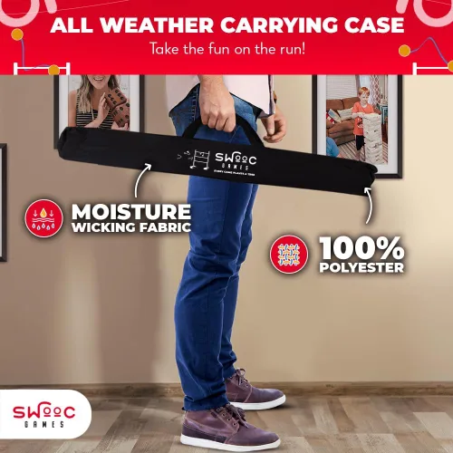 Vista 6 de SWOOC Games® - Juego de pelota de escalera de madera premium (resistente a la intemperie) - con más de 10 juegos y estuche de transporte - Fácil
