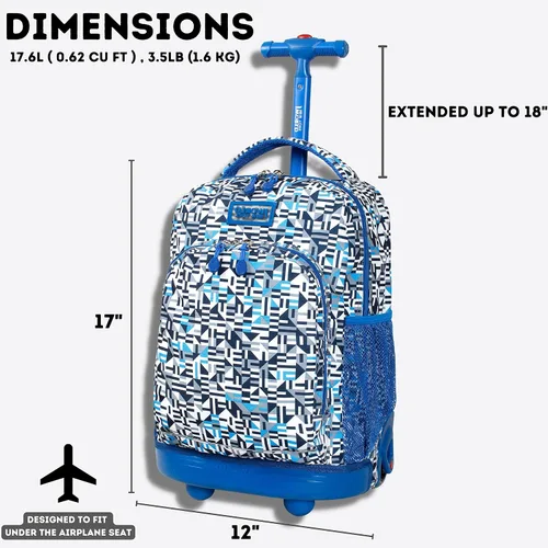 Vista 11 de J World New York Sunny - Mochila con ruedas para niños y adultos, azul (Geo Blue), talla única