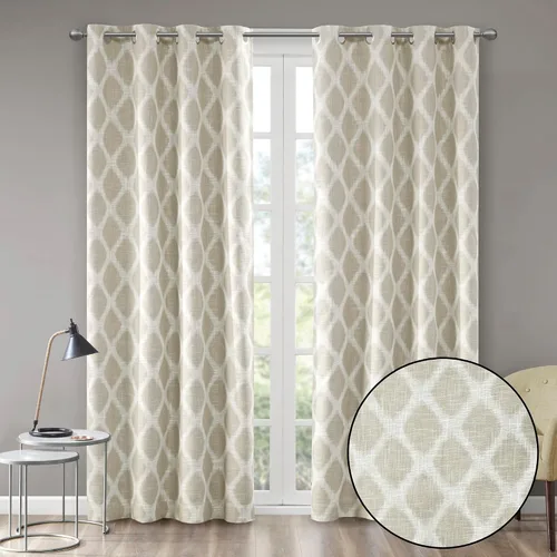 Vista 19 de Sun Smart Blakesly Cortinas opacas para ventana de patio, estampado Ikat, decoración de sala de estar, decoración de sala de estar, cortina