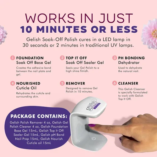 Vista 3 de Gelish Kit de cuidado básico de esmalte de uñas en gel de tamaño completo y limpiador