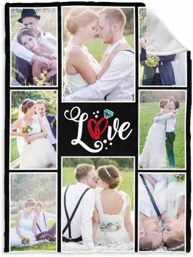Vista 20 de InterestPrint Manta de fotos personalizada para pareja, novio, novia, manta personalizada de 6 fotos, manta personalizada de aniversario y boda