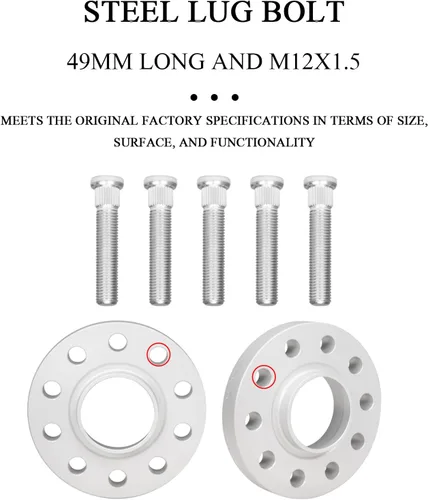 Vista 3 de 5 piezas de pernos de rueda, tuercas de llanta OEM#610-266 90942-02049, perno de rueda de llanta con rosca extendida y knurling, tornillo de cubo