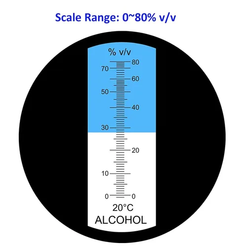 Vista 2 de Refractómetro de alcohol de 0 ~ 80% v/v Volumen Rango de Escala, Refractómetro de Alcohol para Alcohol Alcohol Volumen de Porcentaje de Medición