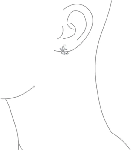 Vista 3 de Aretes de aro con forma de estrella de mar náutica para mujer, para adolescentes, micro pavimentar circonita cúbica, plata de ley 925, Gema Metal