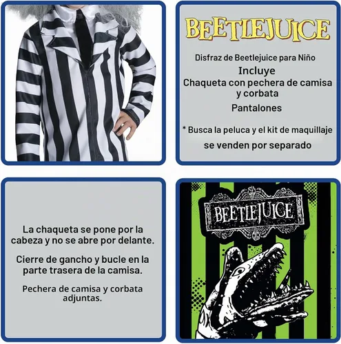 Vista 2 de Disfraz de Beetlejuice de lujo para niños de Rubie's , S, Un solo