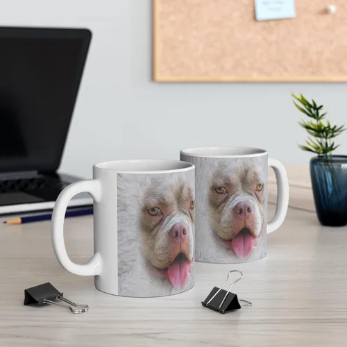 Vista 5 de Funny Gifts - Taza de café de cerámica blanca con diseño de perro American Bully de 11 onzas