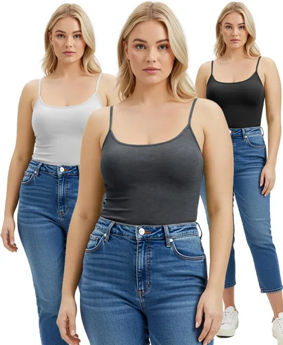 Vista 17 de Emmalise Camisola larga casual básica para mujer, con tirantes ajustables, top en capas