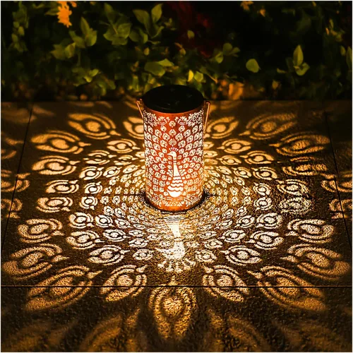 Vista 7 de Paquete de 2 linternas solares colgantes de abejas al aire libre, impermeables, luces LED solares de metal, linternas decorativas para jardín