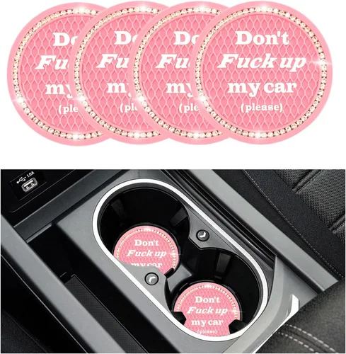Vista 24 de 2 piezas posavasos brillantes para coche, 2.75 pulgadas insertos antideslizantes para portavasos, posavasos de cristal con diamantes de imitación