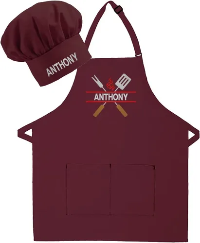 Vista 9 de Delantal bordado personalizado para adultos, hecho en los Estados Unidos, para hombres, mujeres, día del padre, cocina, barbacoa, parrilla, regalo