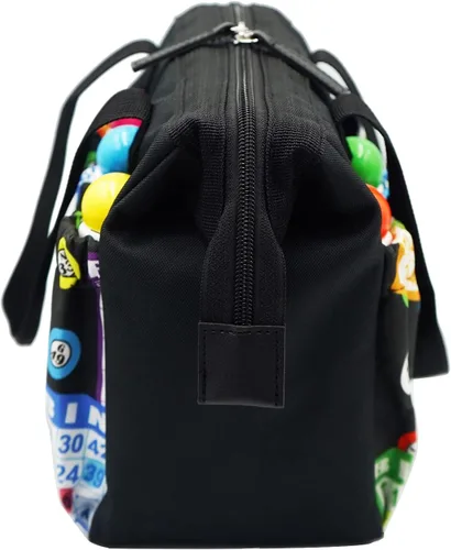 Vista 3 de Yuanhe Bingo Dauber Tote Bag - Bolsa de 6 bolsillos con patrón de bingo, Negro -, Bolso