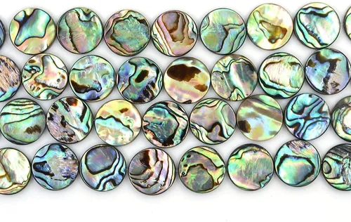 Vista 3 de 0.236 in Natural Abulón Shell Moneda Plana Cuentas Strand 16 Pulgadas Joyería Hacer Perlas
