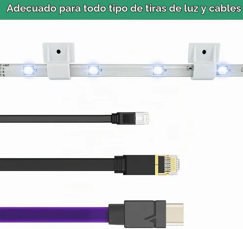 Vista 5 de Clips de montaje para luces permanentes al aire libre, tira de luces LED con cinta adhesiva + tornillos, soportes de montaje ideales para tiras