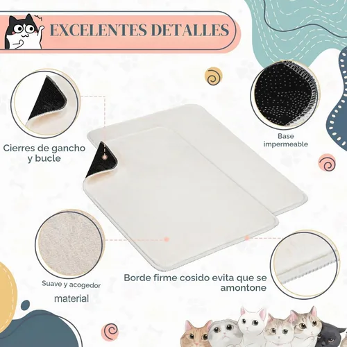 Vista 5 de Drydiet - 4 almohadillas transportadoras para gatos reutilizables, color beige, 17 x 11 pulgadas