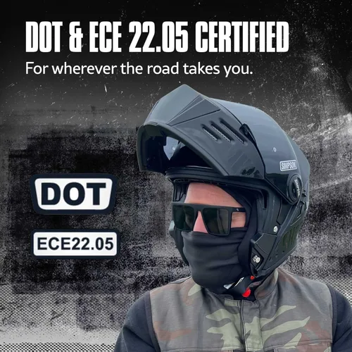 Vista 7 de Simpson Mod Bandit Modular Motorcycle Helmet - DOT & ECE Certified - Flip Front, Comms Ready, Internal Sun Shield and External Clear Face Shield
