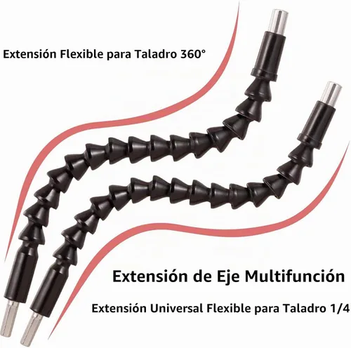 Vista 8 de Extensión de broca flexible, extensión de taladro flexible de 11.6 pulgadas, manual de 90° en ángulo recto, extensión flexible de 1/4 para taladro