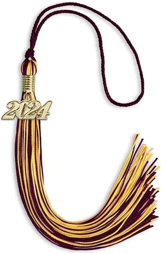 Vista 326 de Endea Graduation - Borla de doble color mixto con fecha dorada (negro/dorado antiguo, 2021)