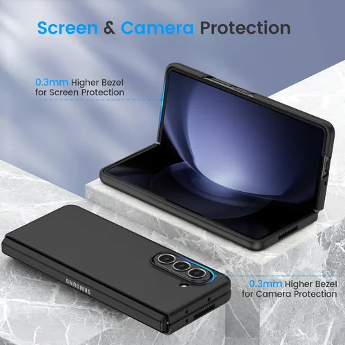 Vista 5 de Ruky Funda para Samsung Galaxy Z Fold 5, cubierta de cuerpo completo con protector de pantalla integrado, soporte de carga inalámbrica de PC duro