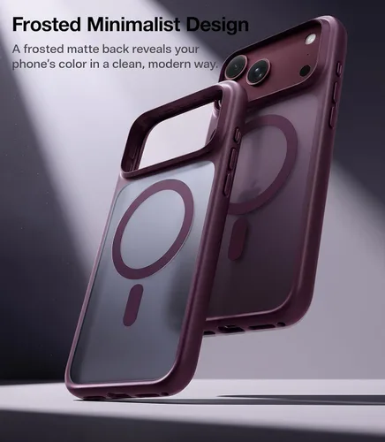 Vista 9 de TORRAS Funda magnética más fuerte y a prueba de golpes para iPhone 18 Pro Morado borgoña.