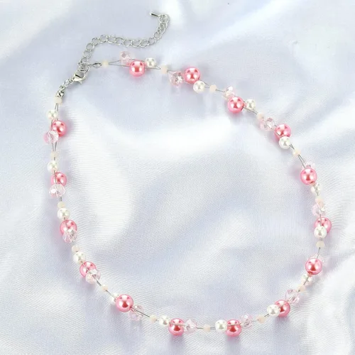 Vista 3 de Collar corto de turquesa con cuentas para mujer, joyería de moda con perlas y cuentas de cristal, regalos de cumpleaños para mujer