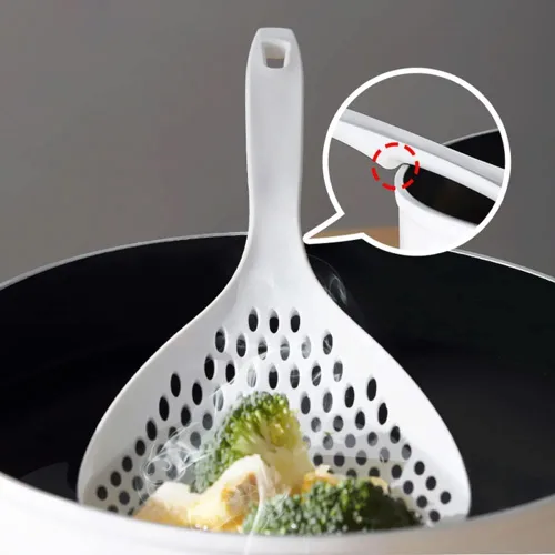 Vista 3 de 2 Piezas Colador Espumadera Cuchara Ranurada para Pasta Cuchara Espumadera de Plástico con Mango Pala de Drenaje de Alimentos para Cocina y Cocinar