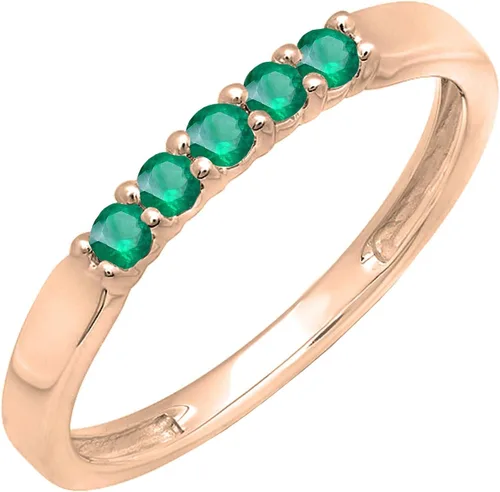 Vista 148 de Dazzlingrock Collection Anillo de boda redondo de 5 piedras preciosas o diamantes para mujer en oro macizo de 10 K/14 K/18 K