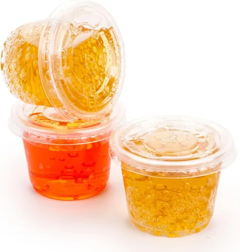 Vista 6 de Golden Apple Vasos transparentes de polipropileno de 0.5 onzas con tapas, vasos de plástico desechables para condimentos, tazas de salsa resistentes