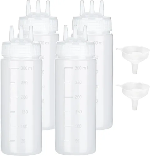 Vista 13 de Botella exprimible de 3 agujeros para salsas, botellas de condimento de plástico exprimibles para dispensadores de salsa de tomate para salsa