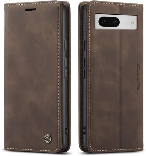 Vista 10 de Kowauri Funda para Google Pixel 7A, diseño clásico de cuero con cierre magnético, con ranura para tarjetero, a prueba de golpes, funda protectora
