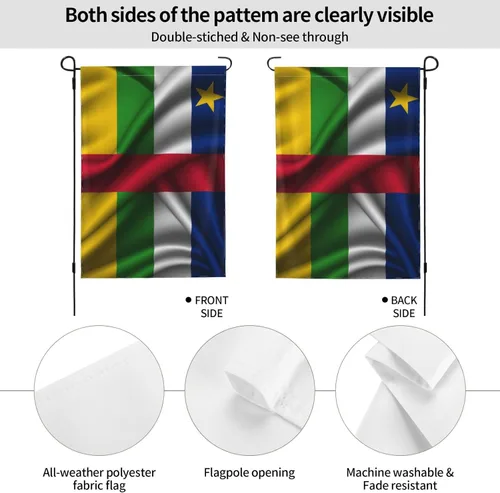Vista 6 de Silk Style Flag Of The Central African Republic Garden Flag 28"x40" Inch Double Sided Garden Flags Home Lawn Outdoor Decor Flags Party Banner