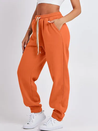 Vista 4 de ANRABESS Pantalones deportivos holgados de forro polar de cintura alta para mujer, pantalones deportivos Y2K para adolescentes y niñas