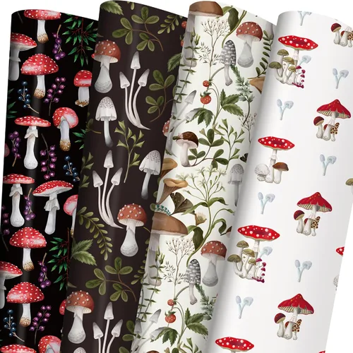 Vista 9 de ZINTBIAL Papel de regalo de Navidad para niños y adultos, papel de regalo de Navidad con cuadros rojos/negros, renos, gnomos, palabras "Ho Ho", 28 x