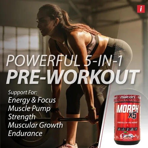 Vista 5 de iSatori Morph X5 Potente 5 en 1 Pre Entrenamiento Cherry Frost - 20